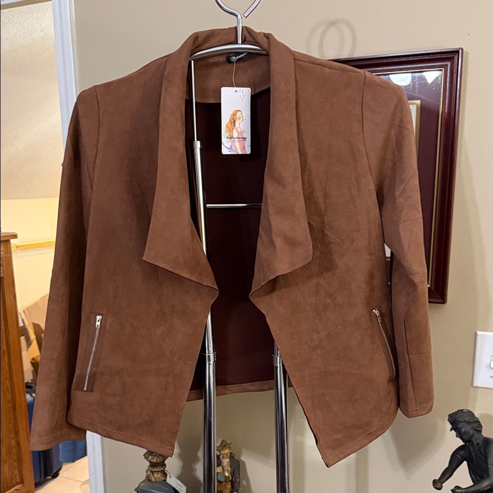 Chic Brown Women's Suede Blazer